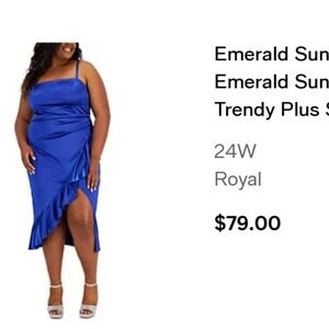 Royal Blue 24W Ruffle Midi Dress